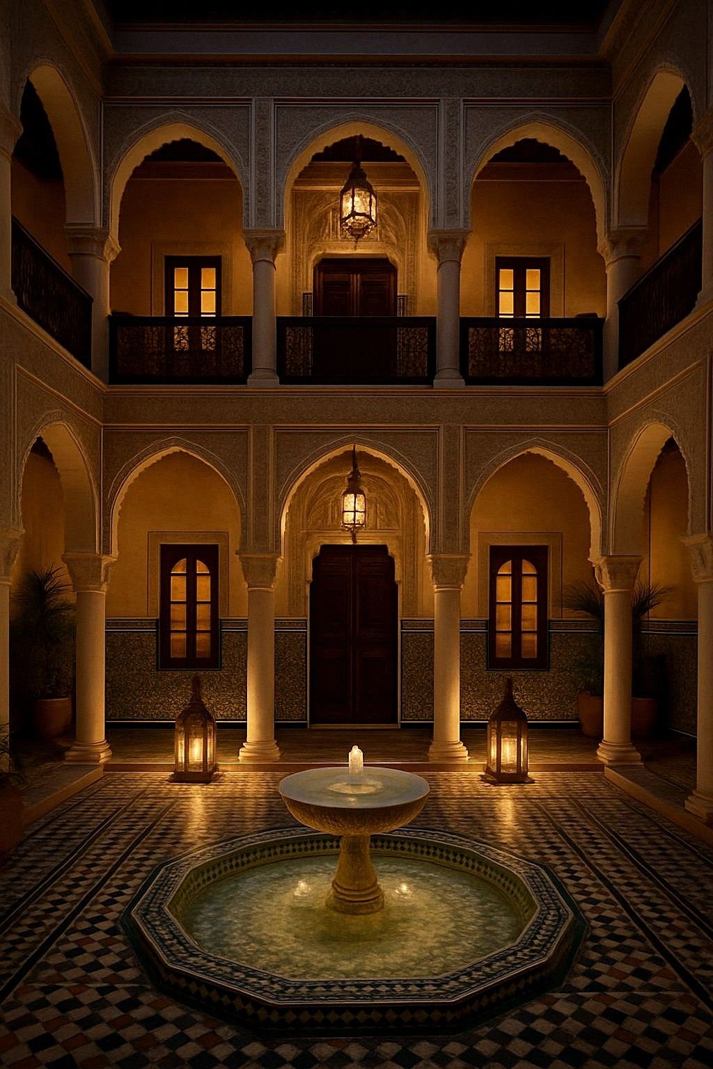 Traditionelle Riad-Architektur mit Innenhof, Marrakesch