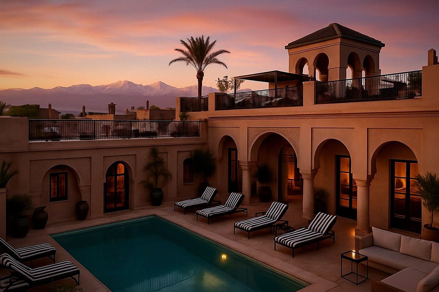 Traditioneller Riad-Innenhof in der Medina von Marrakesch